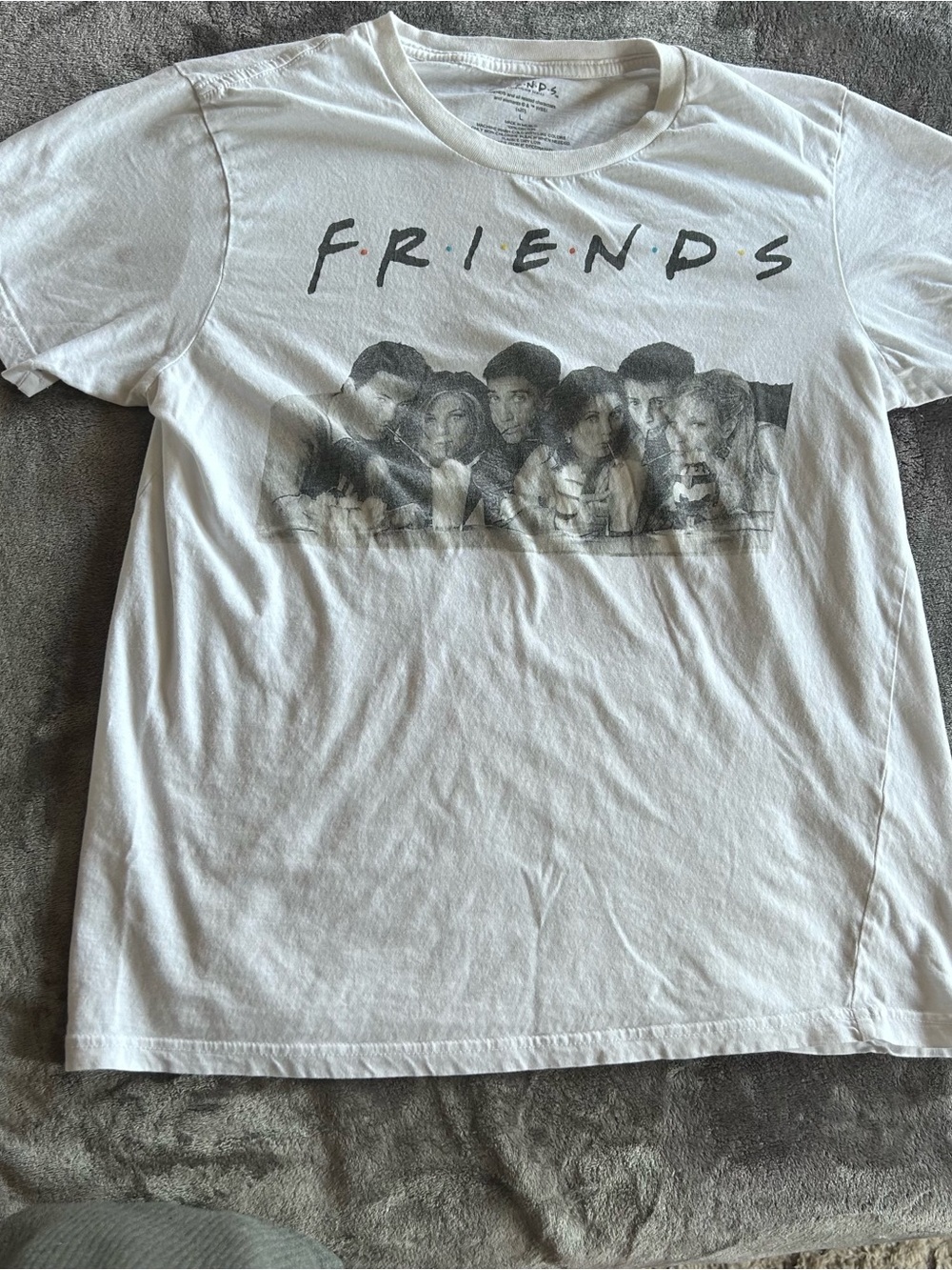 FRIENDS Logo Tee in Light Gray with Multicolor Dots